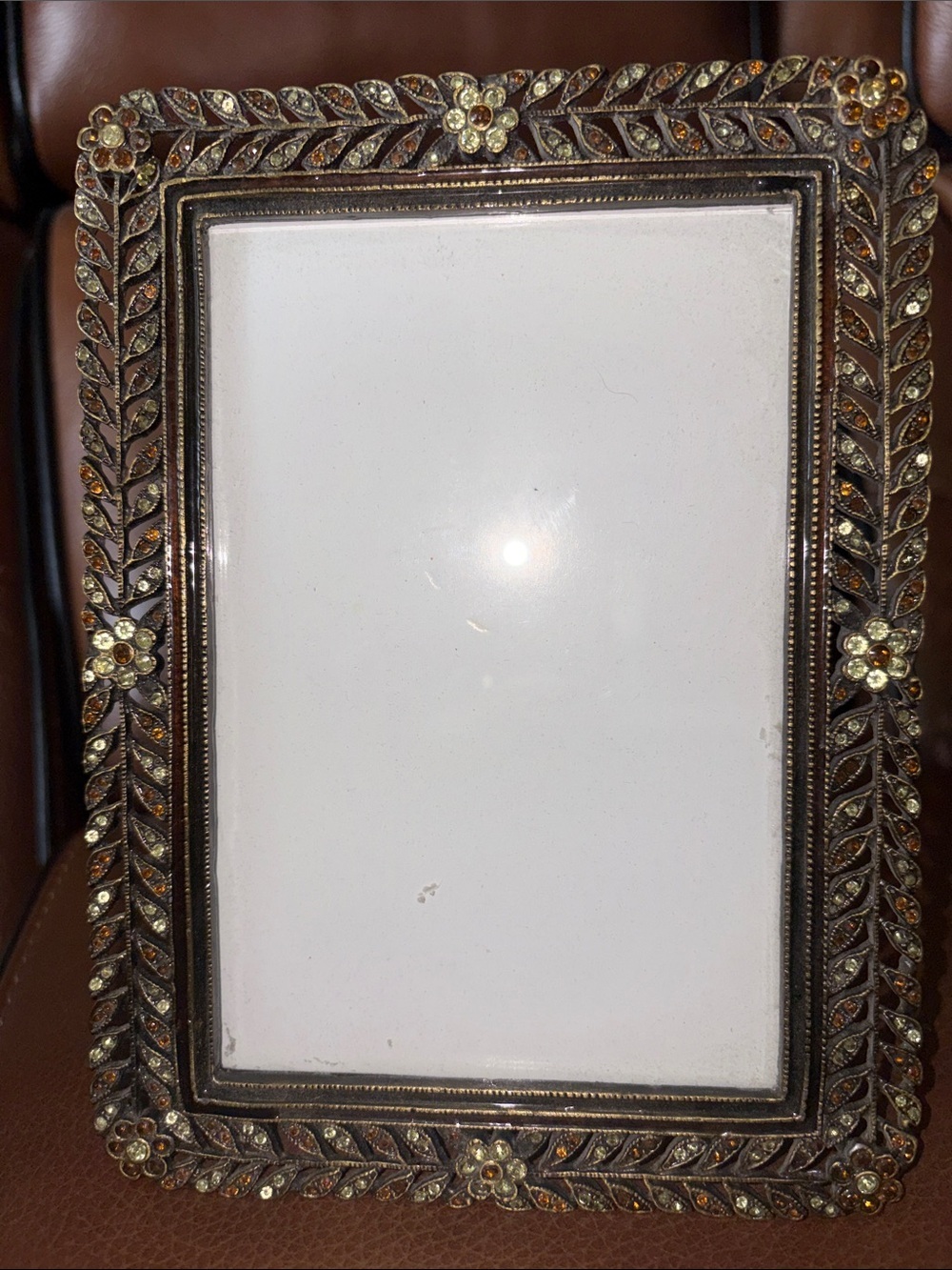 Ornate Floral and rhinestone Photo Frame - Gold
